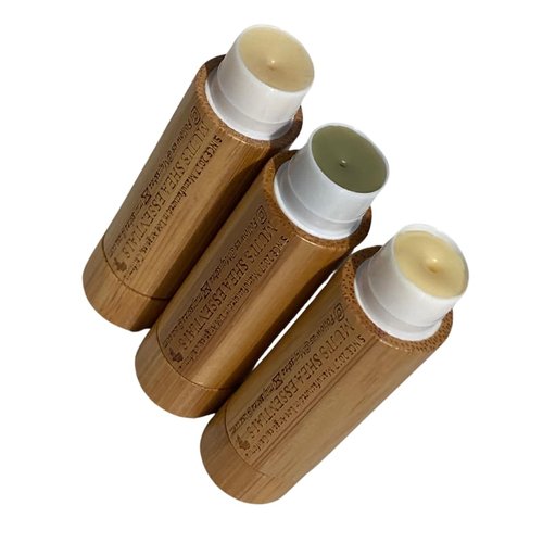 Muji's Shea Essentials Vegan Lip Balm Set of 3, Watermelon + Matcha + Raspberry Lip Balm, 18 grams, Plant Base All-Natural Lip Moisturizer, Bamboo Lip Balm Tube, Eco-Friendly, Cruelty-Free