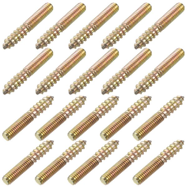 uxcell M4 Hanger Bolts Length 1"(25mm) Double Headed Bolts Self-Tapping Screw 4mm Wood Joint Furniture Legs 50pcs