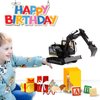 Gemini & Genius Tracked Black Excavator Toys, 1/50 Scale Diecast Digger Construction Toy, Vehicle Model with 360° Cabin Swivels, Great Gift, Playing Sand, Room Decoration and Collection for Kids