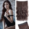 ASKUANG Halo Hair Extensions for Women Wavy Curly Hair Extensions Invisible Wire Adjustable Size Removable Secure Clip in Extensions (Dark Brown)