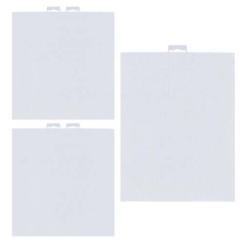 Coshar 5 Pieces 14 Count Mesh Canvas Sheets Plastic Blank Canvas Sheet for Embroidery Crafting Knit Crochet Projects (11 x 8.2 inch, White)