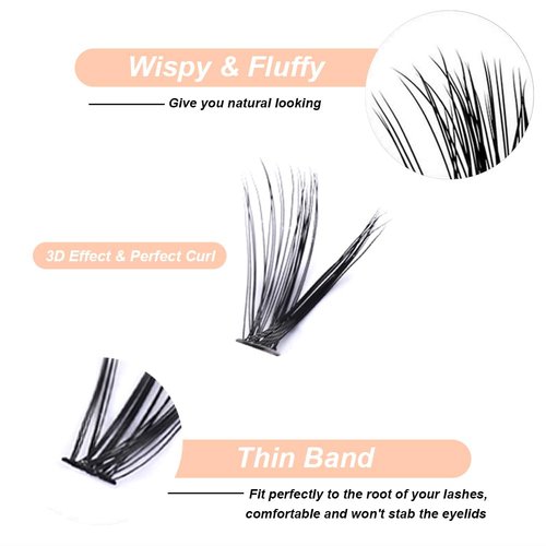 NuAngela Lash Clusters 40D D Curl DIY Lash Extensions 240PCS 8-16MM Individual Lashes Cluster Lashes Natural Eyelash Extensions Indicidual Eyelashes