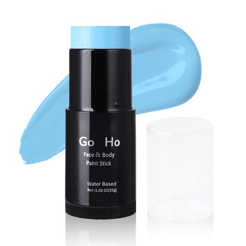 Go Ho Light Blue Face Body Paint Stick,Water Based Washable Pale Blue Face Paint Stick,Full-coverage Cream Blue Body Paint for Adults Children Halloween Cosplay SFX Corpse Bride Sally Makeup