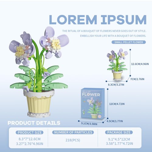 BOROLA Mini Building Block Flower Potted Plants Set, Colorful Cute Small Toy Plant Basket, Creative Block Flower Collection Home Office Decor Desktop Trinkets Birthday Gifts(Orchid Blocks)