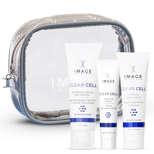 IMAGE Skincare, Clear Cell Skin Care Gift Set for Teens, Cleanser, Serum and Moisturizer, 3 Step Regimen Holiday Travel Size Set