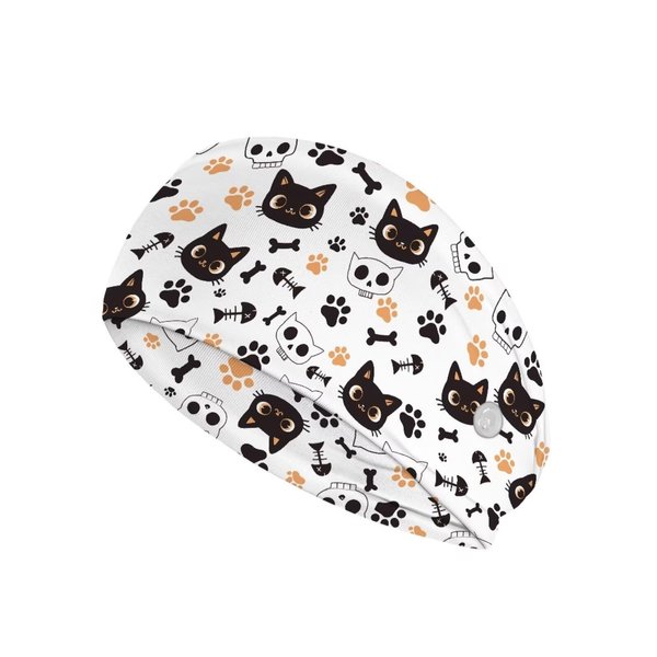 SUITOSELFY Nurse Headbands with Buttons for Mask,Cute Black Cat Nursing Headbands for Women Nurse Accessories for Work Non-Slip Workout Headbands Hair Bands Protect Your Hair and Ears