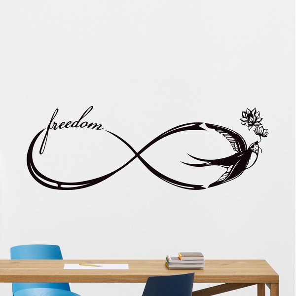 Infinity Sign Wall Decal Infinity Freedom Wall Sticker Cool Vinyl Sticker Decor Bird Swallow Wall Art Design Housewares Decor Removable Interior Exterior Wall Mural 44bar