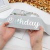 ACO-UINT Silver Birthday Crown for Girls, Cute Birthday Sash & Birthday Tiara for Women Set, Sweet Birthday Headband Birthday Decorations Birthday Gifts for Women
