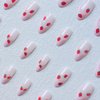 24Pcs Pink French Tip Press on Nails Short Almond Fake Nails Cute Strawberry Glue on Nails Nude Pink Acrylic Nails Full Cover Stick on Nails Spring False Nails for Women Girls Manicure Decoration