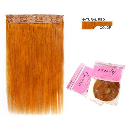 Winsky Copper Red Hair Extensions Real Human Hair - One Piece Remy Hair Extensions Clip on 70gram for Women (14inch, Copper Red)
