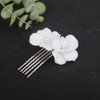 Teyglen Bride Flower Wedding Hair Comb Bridal Flower Headpiece Small Cute White Flower Pearl Hair Piece Decorative Hair Jewelry Accessories for Women Girls (Silver)