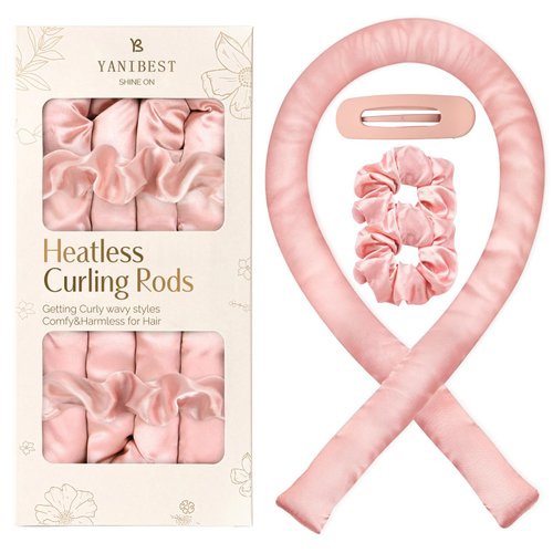 YANIBEST Satin Heatless Curler Set, Overnight Hair Curler to Sleep in, No Heat Curling Rods, with Satin Scrunchies and Clip