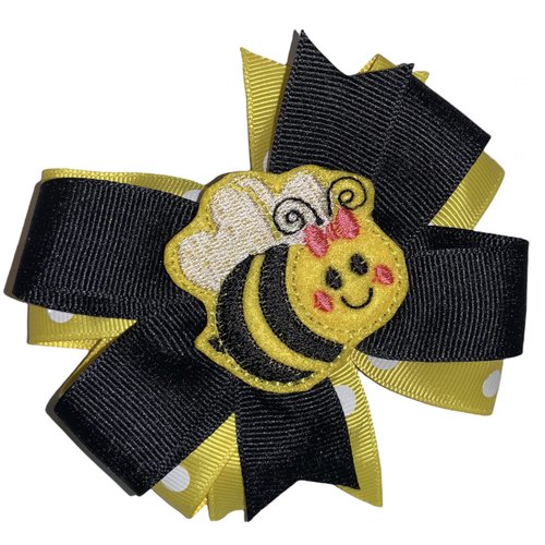 Bumblebee Pinwheel Hair Bow 4&quot; Bee Black &amp; Yellow