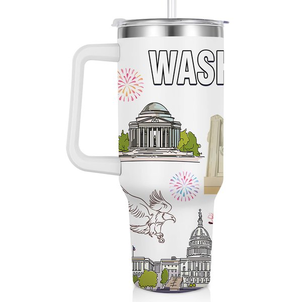 Pininerr City Tumbler 40oz,Stainless Steel Water Bottle for Hot & Cold Beverages-City Gift Idea (Washington dc)