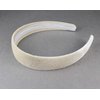 Beige cream velvet headband soft velour hair band accessory 1 inch wide plain classic basic style