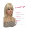 PANEWAY Hair Topper with Bangs Hair Clip 360°Cover Clip in Bangs Hair Toppers for Women Champagne Blonde Air Bangs Hairpieces for Women Fake Bangs for Daily Wear