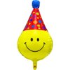 Unique 4D Happy Emoticons With Hat Balloons Smile Face Helium Balloons, 6 Pack Cute Cartoons Movie Character Smile with Party Hat Foil Mylar Balloons For Kids Birthday Decoration Party Supplies
