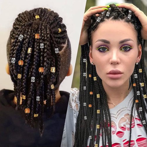 110 Pieces Dreadlock Jewelry Aluminum Dreadlocks Beads Metal Hair Cuffs Hair Rings Charms Hair Coils Hair Braid Accessories Hair Pendants Hair Decorations Hair Clips