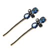 2PCS Women Lady Vintage Imitation Crystal Rhinestone Alloy Barrettes Side Clip Hairpin Hair Clip Bobby Pins Hair Accessories for Wedding Bridal (Blue)