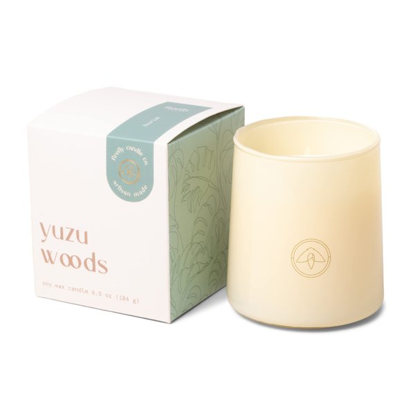 Paddywax Scented Candles Firefly Flourish Collection Fragrant Soy Wax Candle in Opaque Glass, 6.5-Ounce, Yuzu Woods