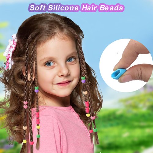 Silicone Hair Beads for Women Girls Braids, 50pcs Soft Colorful Pony beads Bulk for Kids Girls Women Hair Accessories for Braids(Small)