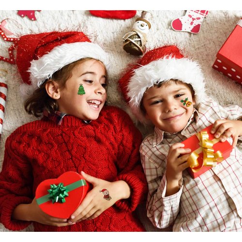 256Ct Christmas Tattoos Party Favors for Kids - Xmas Holiday Goodie Gift Bags Stocking Stuffers Supplies