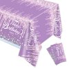 2pcs Purple and silver Birthday Party Tablecloth Glitter Diamonds Happy Birthday Tablecloth boy girl Party Supplies Decorations 70 inches x 51 inches for Purple and silver Birthday party supplies