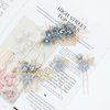 inSowni 20 Pack Classy Dusty Blue Flower Bridal Wedding Hair Side Combs+Floral Hair Pins+Twist Spiral Pearl Hair Pins Clips Pieces Formal Prom Headpieces Accessories for Brides Bridesmaids Women Girls