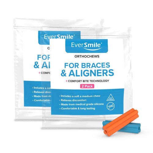 EverSmile OrthoChews Medical Grade Silicone Chew with Comfort Bite Technology | Dental Aligner Seater, Chewies for Invisalign, Clear or Metal Braces | Help to Seat Your Aligner Trays (2 Pack)