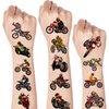 8 Sheets Dirt Bike Temporary Tattoos for Kids, Dirt Bike Birthday Party Supplies Racing Motocross Party favors for Kids Boys Girls Cool Motorcycle Party Decorations Cartoon Fake Tattoos Stickers