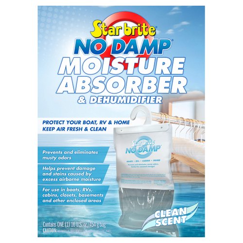 STAR BRITE No Damp Moisture Absorber & Dehumidifier 16 Ounce Hanging Bag - Simple, Portable, Humidity Control for Boats, RVs, Closets & More - Prevent Musty Odor & Moisture Damage (085470)