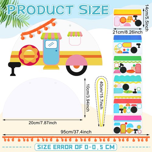 Spakon 30 Sets Beach Camping Paper Plate Craft for Kid Classroom DIY Camper Craft Kit Make Your Own Beach Camper Craft Summer Beach Camper Theme Party Supplies for Toddler Bible School Home Activities