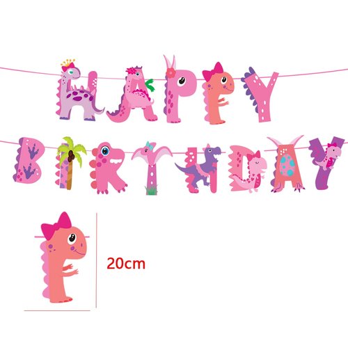 Pink Dinoaur Banner,Pink baby Dinosaur Birthday Party Supplies For Girl,Dinosaur Banner Girl,Pink Dinosaur 2nd 3rd Birthday Party Supplies.