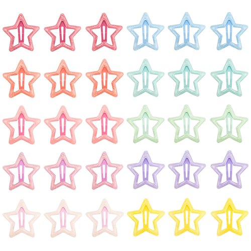 30 PACK Star Snap Hair Clips Non-slip Toddlers Colorful Cute Lovely Metal Hair Barrettes Hair Accessories for Women Girls (Style 4)