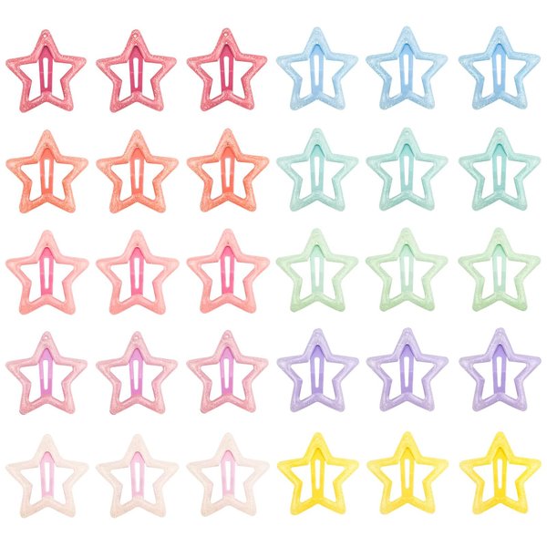 30 PACK Star Snap Hair Clips Non-slip Toddlers Colorful Cute Lovely Metal Hair Barrettes Hair Accessories for Women Girls (Style 4)