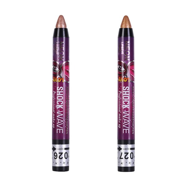 Go Ho 2PCS Shimmer Eyeshadow Sticks, Ultra Pigmented Makeup Eye Shadow Powder Long Lasting Eye Shadow Pen,026 Champagne Gold & 027 Bronze