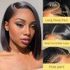 GUDOZO 9x6 Bob Wig Human Hair Glueless Wigs Human Hair Pre Plucked Pre Cut HD Lace Front Glueless Wigs Human Hair 200% Density Short Straight Bob Wigs for Black Women 12 inch