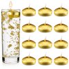 12 Pieces 1.65 Inch Floating Candles for Wedding Centerpiece, Small Unscented Floating Candles Round Tea Lights Candles Metallic Smooth Wax Floating Disc Candles for Dinner Home Decor (Gold)