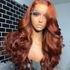 ANDRIA 350 Copper Lace Front Wigs Long Body Wave Glueless Natural Wave Transparent lace Wig Ginger Orange Synthetic Heat Resistant Fiber Hair Wig Pre Plucked With Baby Hair For Women 24