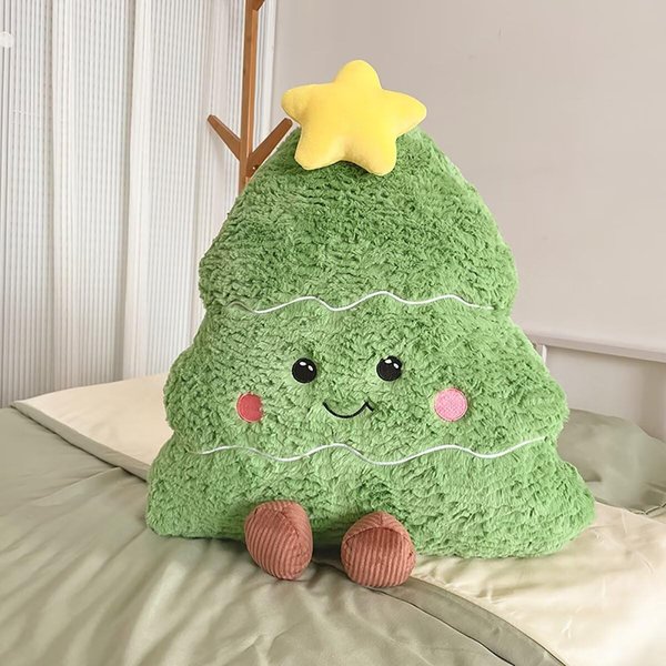 Yefound Cute Christmas Tree Pillow Creative Tree Shape Plush Stuffed Soft Throw Pillows Sofa Room Christmas Party Decor Pillow Ornaments for Christmas Decor, 19.7in, Green