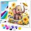 WEMEON Elephant Paint by Numbers Kit for Kids with Framed- Easy Paint by Numbers Kit for Kids Age 4-12, Simple Painting Paint by Numbers for Gift Home Wall Decor(8x8Inch)
