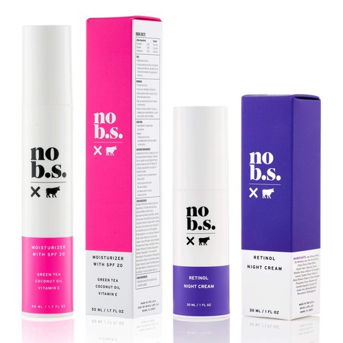 No B.S. (No Bad Stuff) Protect & Correct Duo, Daytime Face Moisturizer with Spf 20 & Nighttime Face Cream with Retinol, Day & Night Skincare Set, Skin Care for Women & Men, 1.7 FL Oz & 1 FL Oz