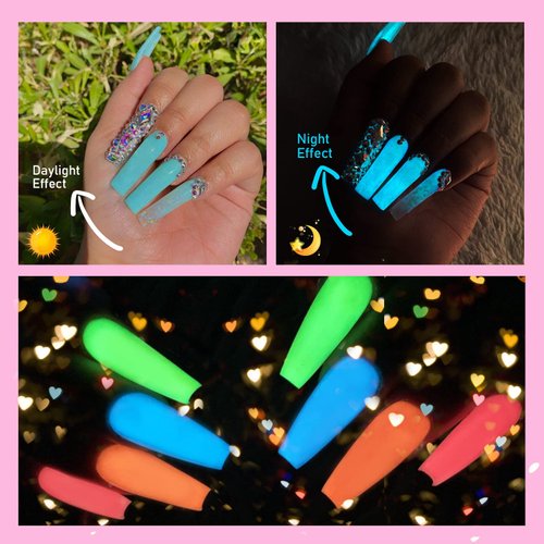 SAVILAND Glows in The Dark Gel Nail Polish Set - 12 Halloween Colors Luminous Neon Nail Gel Polish Set Soak off U V/LED Glow Effect Nail Polish for DIY Nail Art Design Holiday Gifts for Women