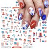 8PCS Independence Day Nail Art Sticker 4th of July Nail Decals 3D Self-Adhesive USA Flags Heart Star Stripe Nail Designs Memorial Day Nail Supplies American for Women Independence Day Nail Decoration