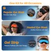 Heated Eye Mask Cordless for Dry Eyes, 3D Sleep Mask No Pressure, Warm Eye Compress with Temperature, Timer Control, Cooling Gel Strip for Sleeping, Stye Eye, Relax, Meditation, Travel Women Men