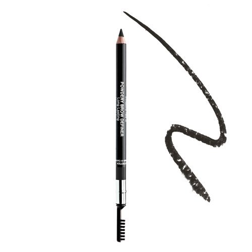 Radiant Professional Powdery Brow Definer - Eyebrow Pencil With Powdery Texture & Matte Finish For Perfect Naturally Defined Brows - Long Lasting Brow Filler With Comb - 1.19g (06 BLACK)