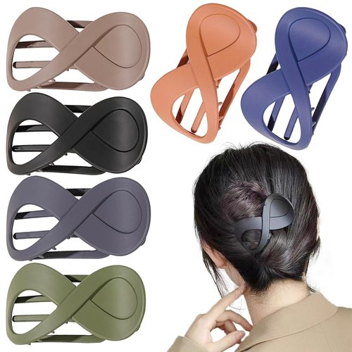 6 Pack French Concord Flat Hair Clips for Women Matte Acrylic Hair Claw Clips for Thick Hair Banana Barrettes for Hair Styling Non-Slip Duckbill Clip Hair Accessories,JINBUYAO