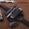 Gentlestache Belt Sheath, Practical EDC Leather Belt Organizer with Multitool Pouch, Flashlight/Pen Holder and Keychain Clip for Men Black