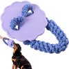 Wagorific Dog Flying Disc with Durable Tug of War Rope for Medium/Large Aggressive Chewers Dog Natural Rubber Interactive Fetch Frisbee Toys Purple and Blue Vine2