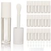 COSIDEA 24 pcs Empty 5ml big brush lip gloss tube White round lipgloss tubes container with big doe foot wand